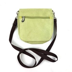 Travelon Crossbody Bag Lime Green Faux Suede Handbag Travel Convertible Belt Bag